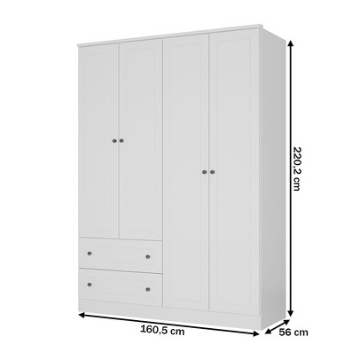 Guarda-Roupa Casal Fort 4 Portas 2 Gavetas 100% Mdf Branco - Manbel