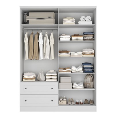 Guarda-Roupa Casal Fort 4 Portas 2 Gavetas 100% Mdf Branco - Manbel
