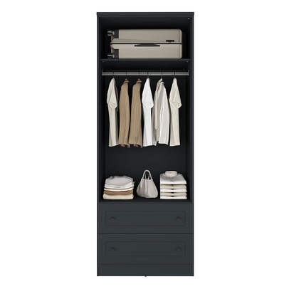 Guarda-Roupa Solteiro Fort 2 Portas 2 Gavetas 100% Mdf Grafite - Manbel