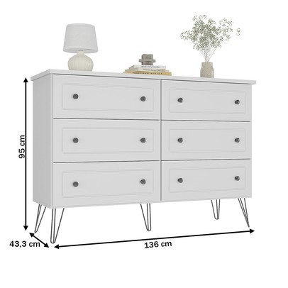 Cômoda Fort 6 Gavetas 100% Mdf Branco - Manbel