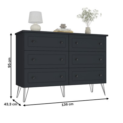 Cômoda Fort 6 Gavetas 100% Mdf Grafite - Manbel