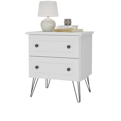 Mesa de Cabeceira Fort 2 Gavetas 100% Mdf Branco - Manbel