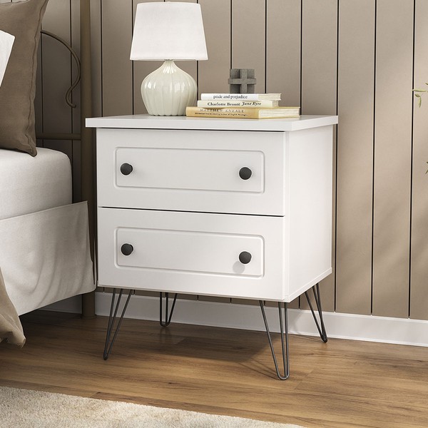 Mesa de Cabeceira Fort 2 Gavetas 100% Mdf Branco - Manbel