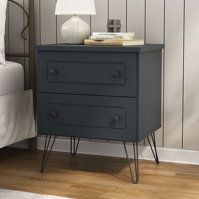 Mesa de Cabeceira Fort 2 Gavetas 100% Mdf Grafite - Manbel