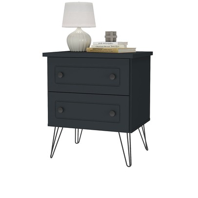 Mesa de Cabeceira Fort 2 Gavetas 100% Mdf Grafite - Manbel