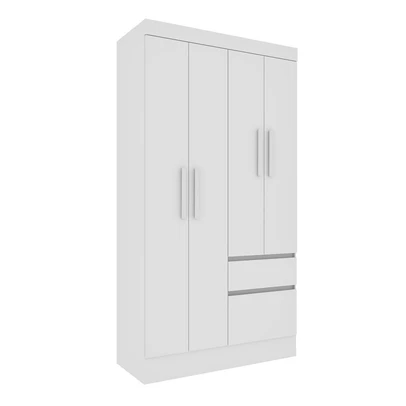 Guarda-Roupa Solteiro Oregon 4 Portas 2 Gavetas Neve - Tcil Móveis