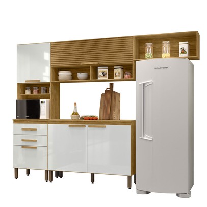 Cozinha Compacta Sara 5 Portas 2 Gavetas Marrocos/Off White - Mx Móveis