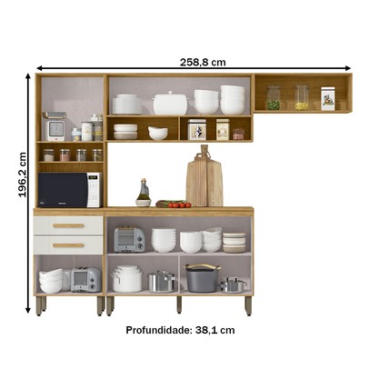 Cozinha Compacta Sara 5 Portas 2 Gavetas Marrocos/Off White - Mx Móveis
