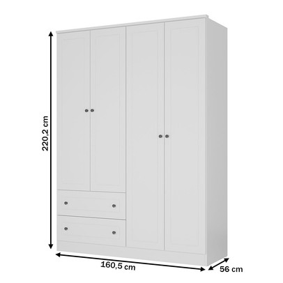 Guarda-Roupa Infantil Girassol 4 Portas 2 Gavetas 100% Mdf Branco - Manbel