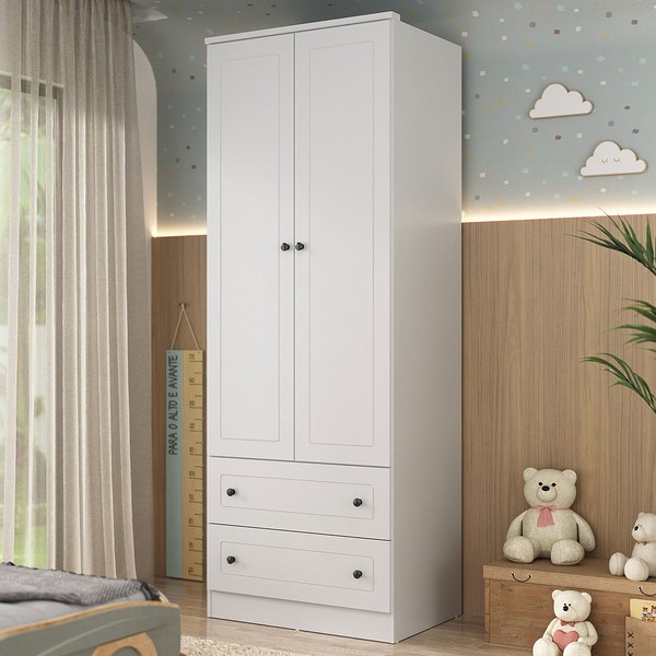Guarda-Roupa Infantil Girassol 2 Portas 2 Gavetas 100% Mdf Branco - Manbel