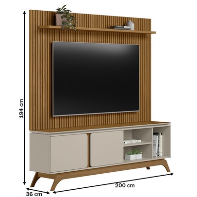Estante para TV Até 75 Polegadas Istambul 2 Portas Nature/Off White - Linea Brasil