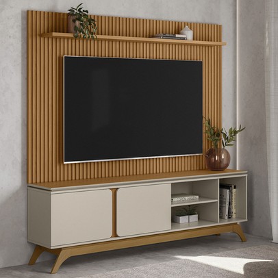Estante para TV Até 75 Polegadas Istambul 2 Portas Nature/Off White - Linea Brasil
