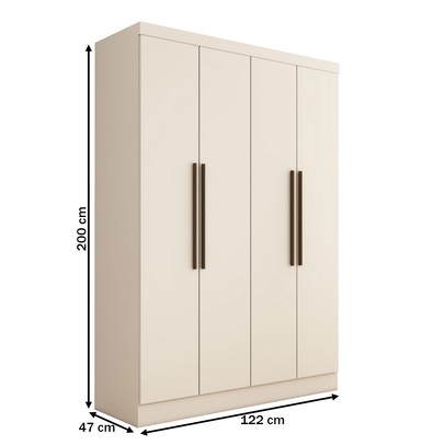 Guarda-Roupa Solteiro Arcadia 4 Portas 2 Gavetas 100% Mdf Branco - Panorama Móveis