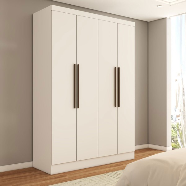 Guarda-Roupa Solteiro Arcadia 4 Portas 2 Gavetas 100% Mdf Branco - Panorama Móveis