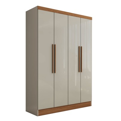 Guarda-Roupa Solteiro Arcadia 4 Portas 2 Gavetas 100% Mdf Lunar Nogueira - Panorama Móveis