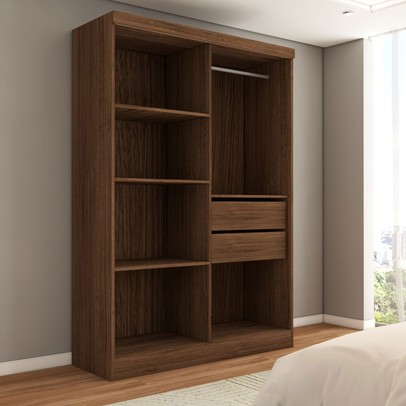 Guarda-Roupa Solteiro Arcadia 4 Portas 2 Gavetas 100% Mdf Off White/Nogueira - Panorama Móveis