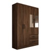 Guarda-Roupa Solteiro São Francisco 4 Portas 2 Gavetas com Espelho Castanho - Panorama Móveis Móveis