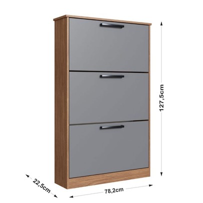 Sapateira Melissa 3 Portas Freijo/Cinza - Irm Móveis