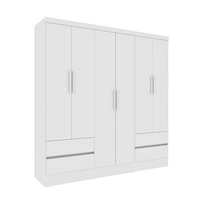 Guarda-Roupa Solteiro Dinamarca 6 Portas Neve - Pnr Móveis