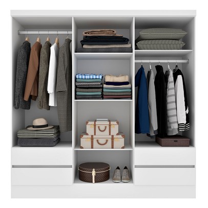 Guarda-Roupa Solteiro Dinamarca 6 Portas Neve - Pnr Móveis