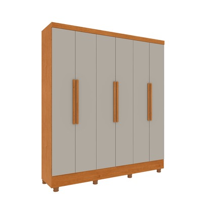 Guarda-Roupa Casal Finlândia Plus 6 Portas 4 Gavetas Cinamomo/Off White - Pnr Móveis