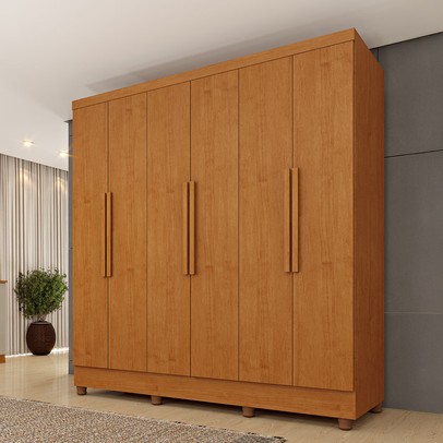 Guarda-Roupa Casal Finlândia Plus 6 Portas 4 Gavetas Cinamomo - Pnr Móveis