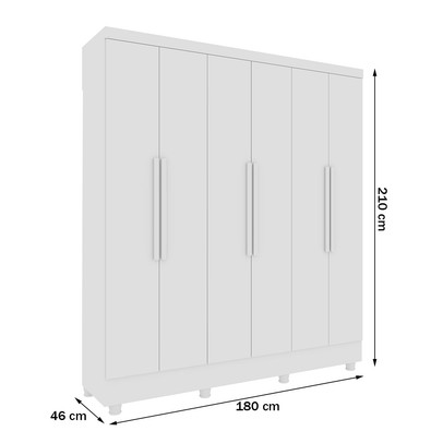 Guarda-Roupa Casal Finlândia Plus 6 Portas 4 Gavetas Neve - Pnr Móveis