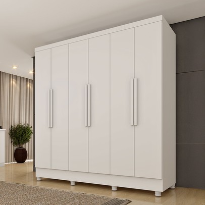 Guarda-Roupa Casal Finlândia Plus 6 Portas 4 Gavetas Neve - Pnr Móveis