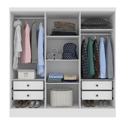 Guarda-Roupa Casal Finlândia Plus 6 Portas 4 Gavetas Neve - Pnr Móveis
