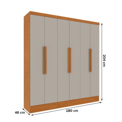 Guarda-Roupa Casal Finlândia 6 Portas 4 Gavetas Cinamomo/Off White - Pnr Móveis