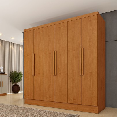 Guarda-Roupa Casal Finlândia 6 Portas 4 Gavetas Cinamomo - Pnr Móveis