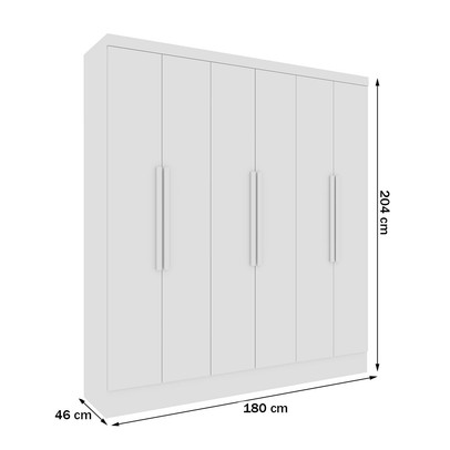 Guarda-Roupa Casal Finlândia 6 Portas 4 Gavetas Neve - Pnr Móveis