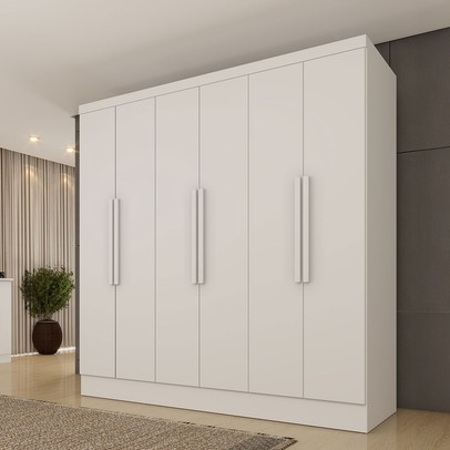Guarda-Roupa Casal Finlândia 6 Portas 4 Gavetas Neve - Pnr Móveis