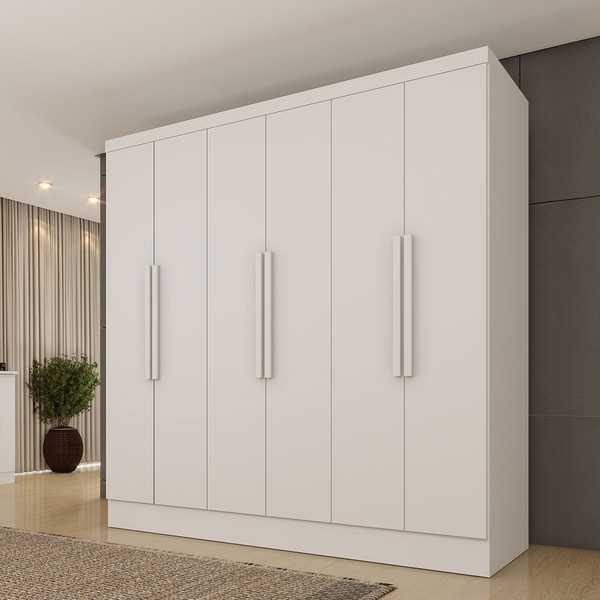 Guarda-Roupa Casal Finlândia 6 Portas 4 Gavetas Neve - Pnr Móveis