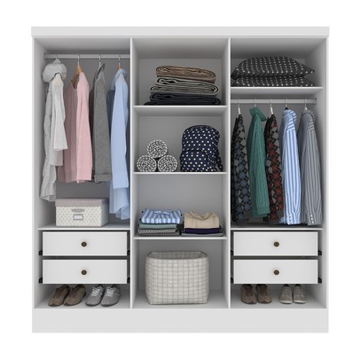 Guarda-Roupa Casal Finlândia 6 Portas 4 Gavetas Neve - Pnr Móveis