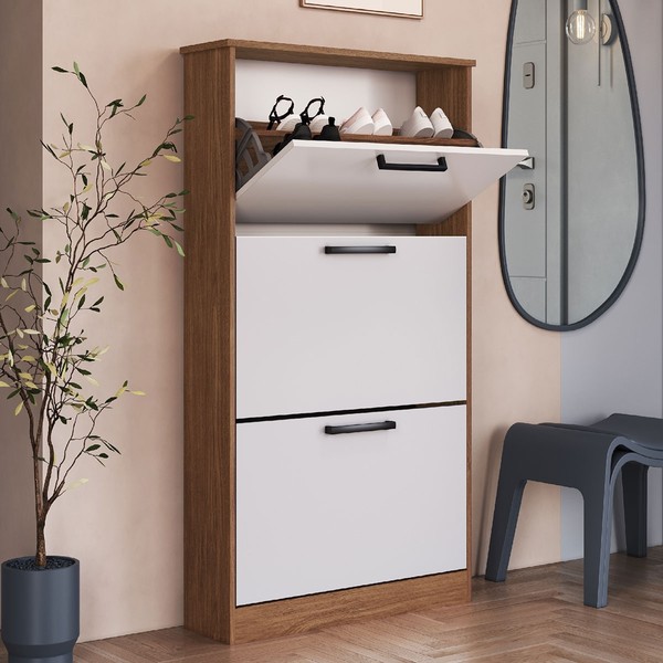 Sapateira Melissa 3 Portas Freijo/Branca - Irm Móveis