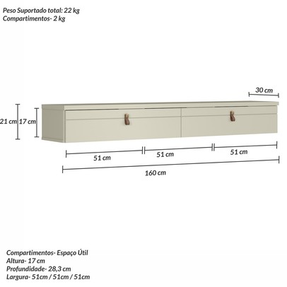 Rack para TV Até 55 Polegadas Line 2 Portas Off White/Bege - Olivar Móveis
