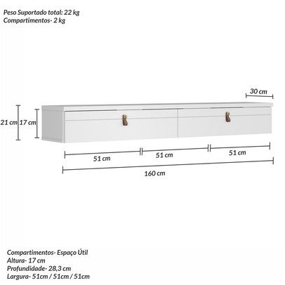 Rack para TV Até 55 Polegadas Line 2 Portas Branco - Olivar Móveis