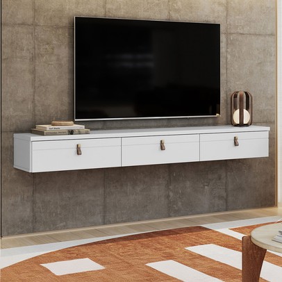 Rack para TV Até 65 Polegadas Suspenso Line 3 Portas Branco - Olivar Móveis