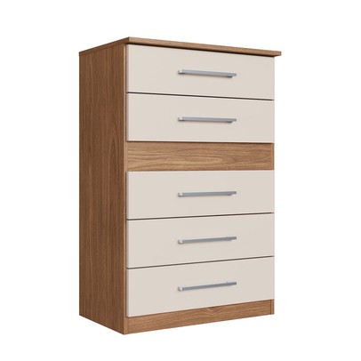 Cômoda Safira 5 Gavetas Freijo/Off White - Irm Móveis