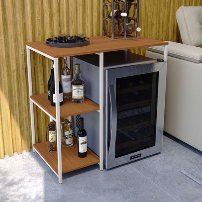 Aparador com Adega Ravello Canela/Branco Brilho - Kappesberg