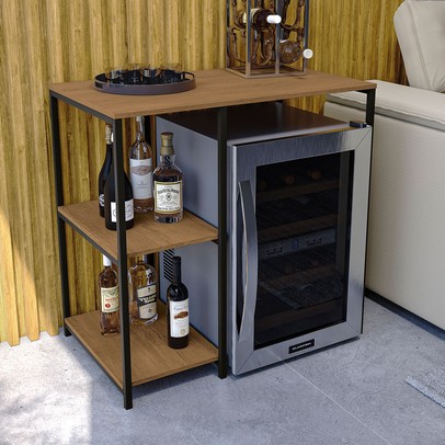 Aparador com Adega Ravello Freijó/Preto Fosco - Kappesberg