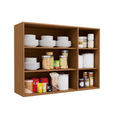 Armário Aéreo Cozinha 120 Cm Mônica 3 Portas com Vidro Canela - Kappesberg