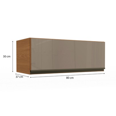 Armário Aéreo Cozinha 80 Cm Mônica 1 Porta com Vidro Canela - Kappesberg