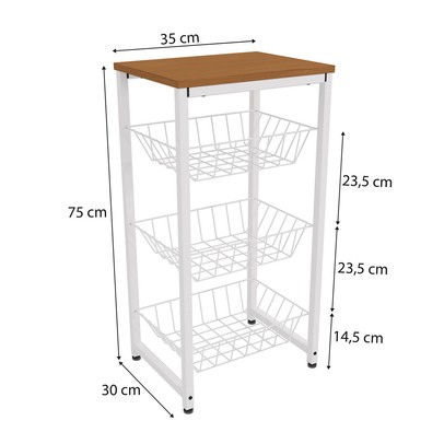 Armário de Cozinha Fruteira Lille Canela/Branco Brilho - Kappesberg