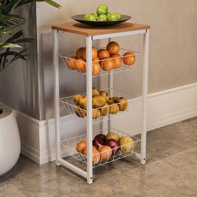 Armário de Cozinha Fruteira Lille Canela/Branco Brilho - Kappesberg