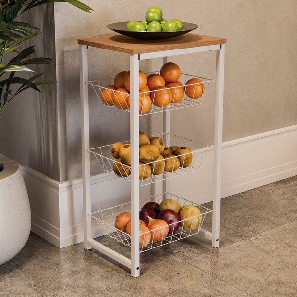 Armário de Cozinha Fruteira Lille Canela/Branco Brilho - Kappesberg