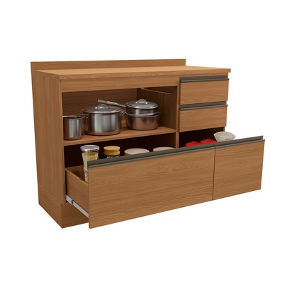Balcão de Cozinha 120 Cm Mônica 1 Porta 4 Gavetas Canela - Kappesberg