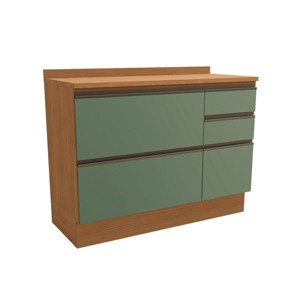 Balcão de Cozinha 120 Cm Mônica 1 Porta 4 Gavetas Canela/Verde - Kappesberg