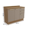 Balcão de Cozinha 120 Cm Isabel 2 Portas 3 Gavetas Nogueira/Fendi - Kappesberg